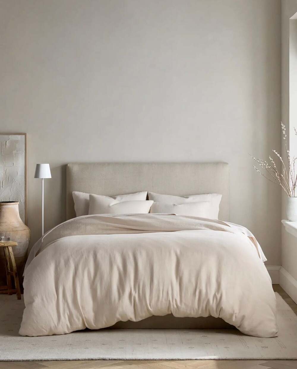 Quince European Linen King Duvet Cover Set in Sand 3 pc. Cal king REFOLDED new - Picture 2 of 6